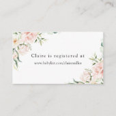 Blush Bloemen en groen Baby shower Registry Informatiekaartje (Voorkant)