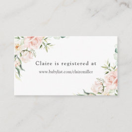 Blush Bloemen en groen Baby shower Registry Informatiekaartje