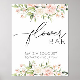 Blush Bloemen en groen Bloem Bar Teken Poster