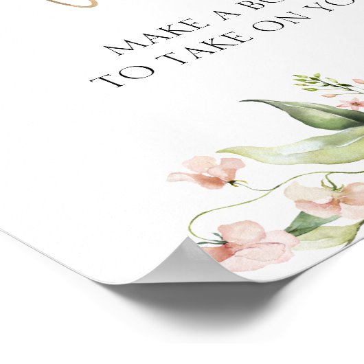 Blush Bloemen en groen Bloem Winkelwagen Teken Poster (Hoek)
