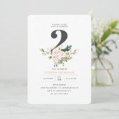 Blush Bloemen & Eucalyptus Meisje 2e Verjaardagsfe Kaart (Staand voorkant)