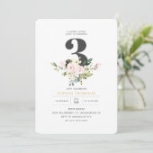 Blush Bloemen & Eucalyptus Meisje 3e Verjaardagsfe Kaart (Staand voorkant)