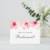 Blush bloemen. Floral Wil jij mijn bruidsmeisje zi Briefkaart (Staand voorkant)