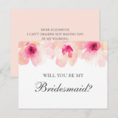 Blush bloemen. Floral Wil jij mijn bruidsmeisje zi Briefkaart (Voorkant / Achterkant)