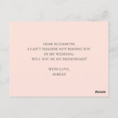 Blush bloemen. Floral Wil jij mijn bruidsmeisje zi Briefkaart (Achterkant)