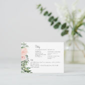 Blush Bloemen & Foliage Bruiloft Details Informatiekaartje (Staand voorkant)