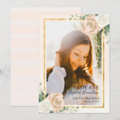 Blush Bloemen & Folie Goud Afstuderen Aankondiging (Voorkant / Achterkant)