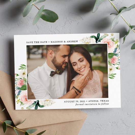 Blush Bloemen Foto Save The Date