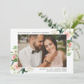 Blush Bloemen Foto Save The Date (Staand voorkant)