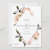 Blush Bloemen Geometrische Bruids Douche Uitnodigi Kaart (Voorkant)