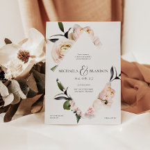 Blush Bloemen Geometrische Bruids Douche Uitnodigi