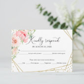 Blush bloemen geometrische elegante bruiloft RSVP  (Staand voorkant)