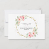 Blush bloemen geometrische elegante bruiloft RSVP  (Achterkant)