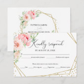 Blush bloemen geometrische elegante bruiloft RSVP  (Voorkant / Achterkant)