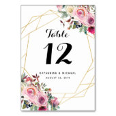 Blush Bloemen Geometrische Trouwtafel Nummers Kaart (Achterkant)