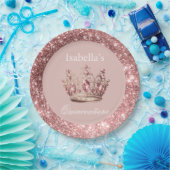 Blush Bloemen Glitter Tiara Kroon Quinceañera Papieren Bordje (Feest)