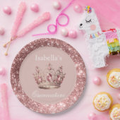 Blush Bloemen Glitter Tiara Kroon Quinceañera Papieren Bordje (Feest)