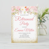 Blush Bloemen & Goud Bohemian Pensioen Kaart (Staand voorkant)