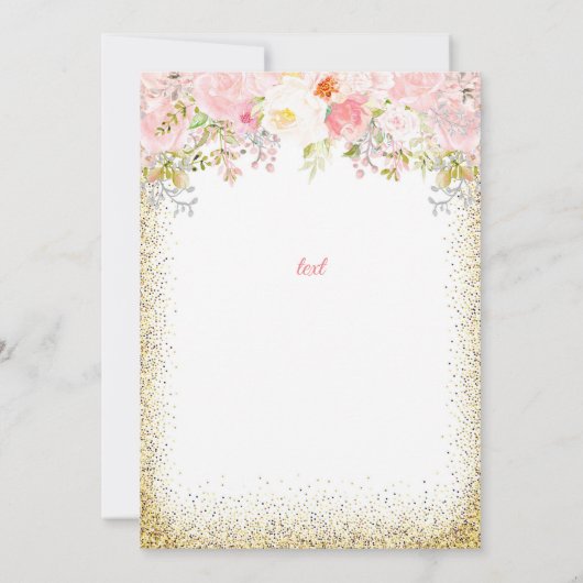 Blush Bloemen & Goud Bohemian Pensioen Kaart (Achterkant)
