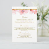 Blush Bloemen Goud Bruiloft Details - Informatie Informatiekaartje (Staand voorkant)