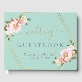 Blush Bloemen Goud Geometrische Mint Groene Bruilo Gastenboek