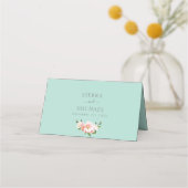 Blush Bloemen Goud Geometrische Mint Groene Bruilo Plaatskaartje (Achterkant)