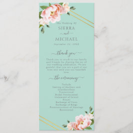 Blush Bloemen Goud Geometrische Mint Groene Bruilo Programmakaart