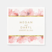 Blush Bloemen Goud Lijst Bruiloft Servet (Voorkant)