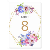 Blush Bloemen Goud Lijst Trouwtafel Nummer Kaart (Voorkant)