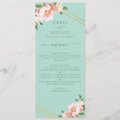 Blush Bloemen Goud Mint Groen Bruiloft Receptie Menu (Voorkant)