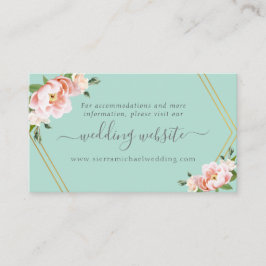 Blush Bloemen Goud Mint Groene Bruiloft Website Informatiekaartje