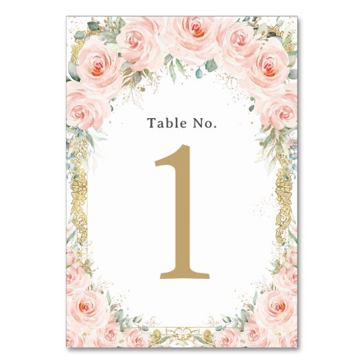 Blush Bloemen  Goud Verjaardag Bruiloft Bruid Kaart (Achterkant)