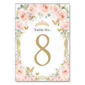 Blush Bloemen Goud Verjaardag Quinceanera Kaart (Achterkant)