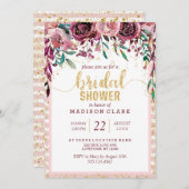 Blush Bloemen & Gouden Bruids Douche Uitnodiging (Voorkant / Achterkant)