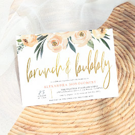 Blush Bloemen Gouden Brunch & Bubbels Bruidsmeisje Kaart