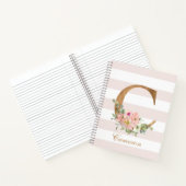Blush Bloemen Gouden Folie Letter C Monogram Notitieboek (Binnen)