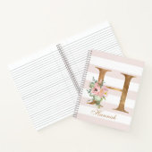 Blush Bloemen Gouden Folie Letter H Monogram Notitieboek (Binnen)