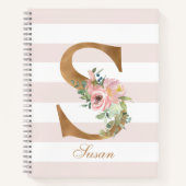  Blush Bloemen Gouden Folie Letter S Monogram Notitieboek (Voorkant)