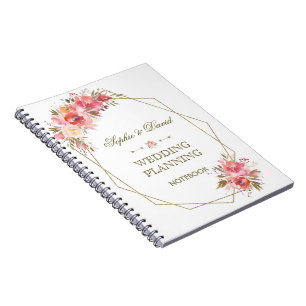 Blush Bloemen Gouden Glitter Lijst Wedding Planner Notitieboek