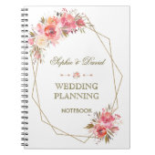Blush Bloemen Gouden Glitter Lijst Wedding Planner Notitieboek (Voorkant)