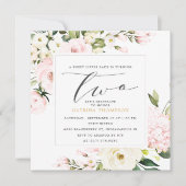 Blush Bloemen Greenery Meisje 2e Verjaardagsfeest Kaart (Voorkant)