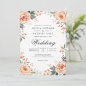 Blush Bloemen Grens Romance bruiloft Kaart (Staand voorkant)