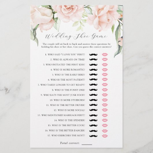 Blush Bloemen Groen Bruiloft Schoen Bruidsspel (Voorkant)