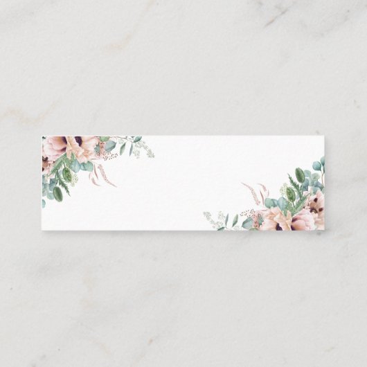 Blush Bloemen Groen Bruiloft Website Kaart Mini Mini Visitekaartje (Achterkant)