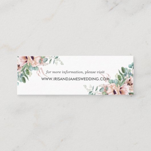Blush Bloemen Groen Bruiloft Website Kaart Mini Visitekaartje (Voorkant)