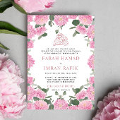 Blush Bloemen Groen Moslim Islamitisch Bruiloft Kaart