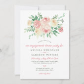 Blush Bloemen Groen verloving diner party 4196 Kaart (Voorkant)