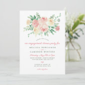 Blush Bloemen Groen verloving diner party 4196 Kaart (Staand voorkant)