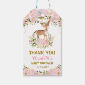 Blush Bloemen Herten Baby shower Bos Doe Verjaarda Cadeaulabel (Voorkant)