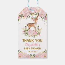 Blush Bloemen Herten Baby shower Bos Doe Verjaarda Cadeaulabel